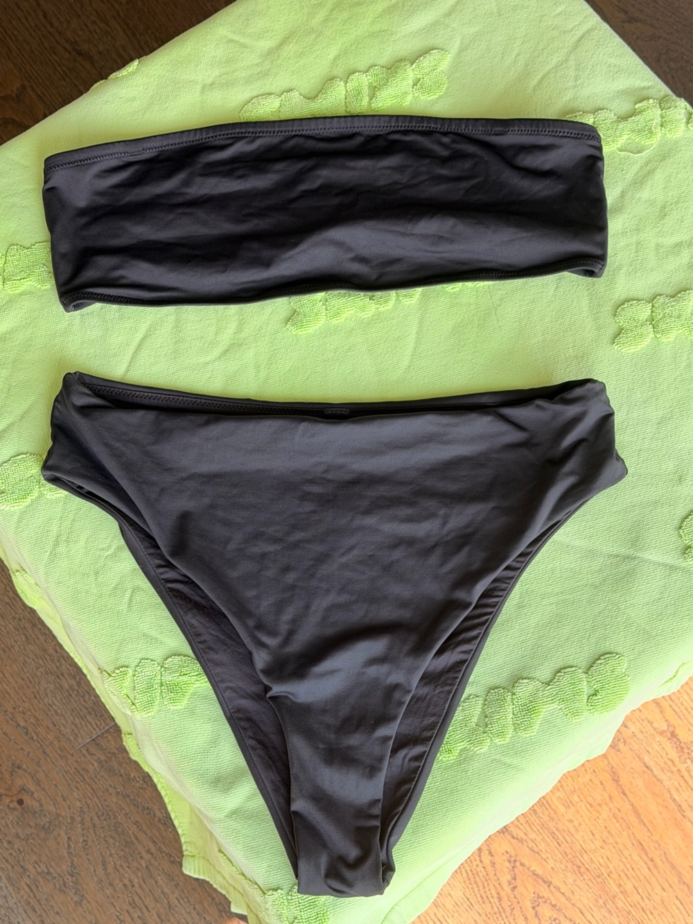 SKIMS Black Bandeau Bikini Set